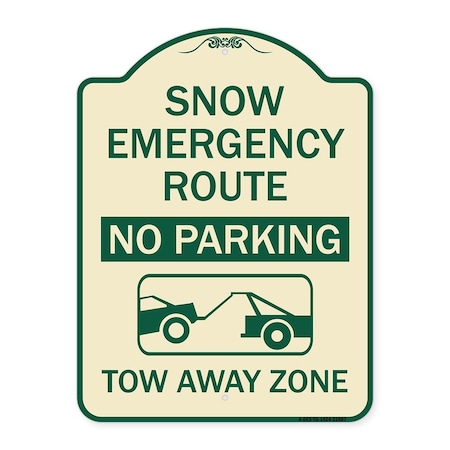 Snow Emergency Route Tow Away Zone With Graphic Heavy-Gauge Aluminum Architectural Sign